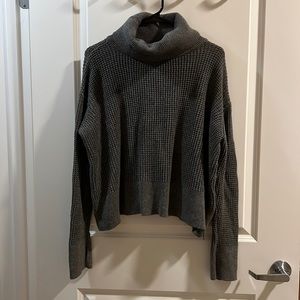 Vetta Capsule - Cropped Mock Neck Sweater (Charcoal)